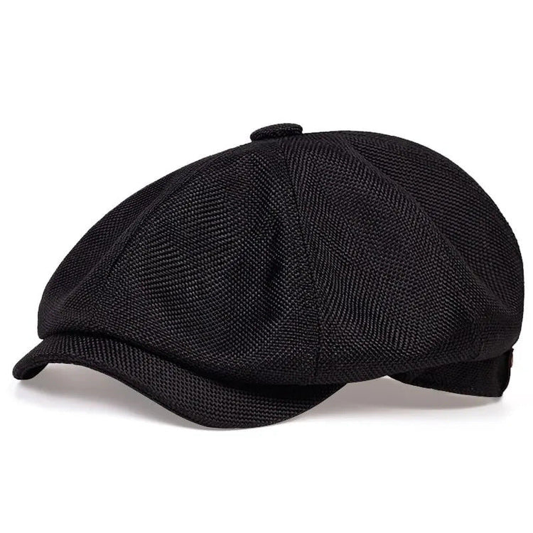 Men's Retro Linen Duckbill Beret for Spring & Summer, Fishbone Embroidered Baseball Cap