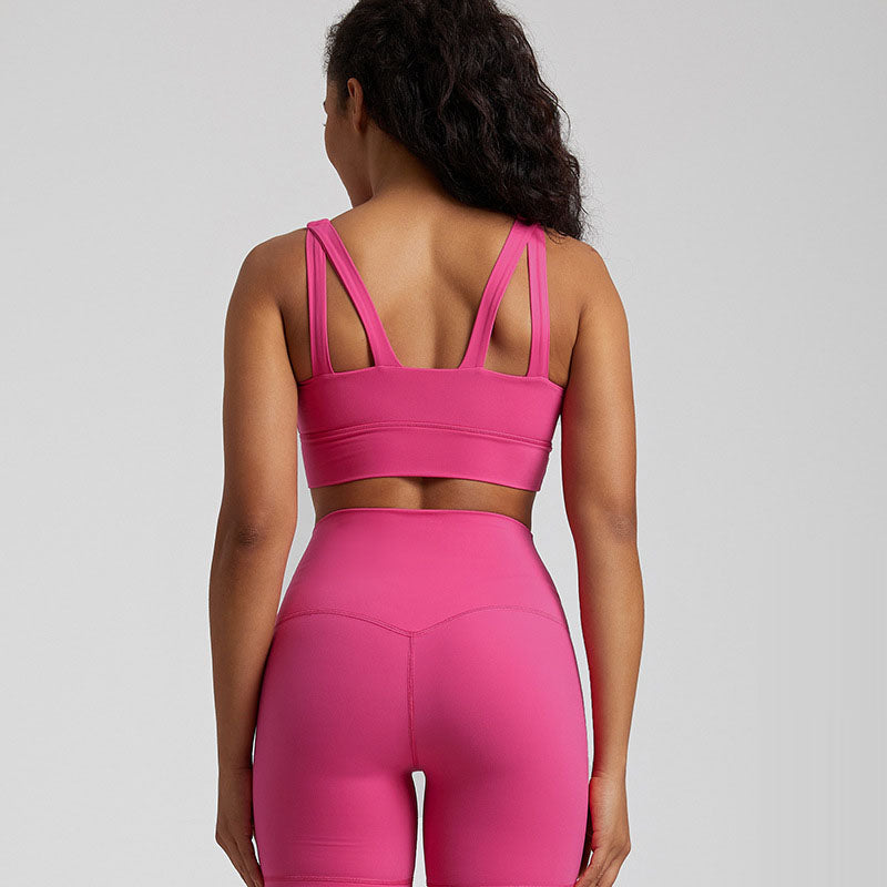 Women's Nude Cross-Back Sports Br. Breathable Yoga & Fitness Top