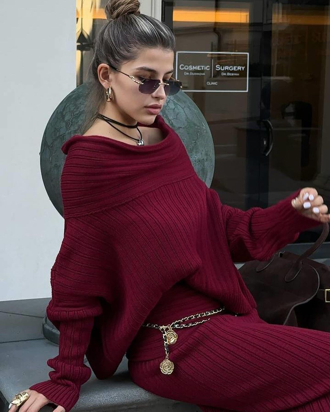 Elegant Winter spring and fall Knitted Two-Piece Set