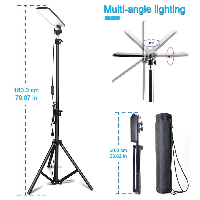 Portable LED Camping Light – Adjustable Tripod for Selfies & Outdoor Lighting