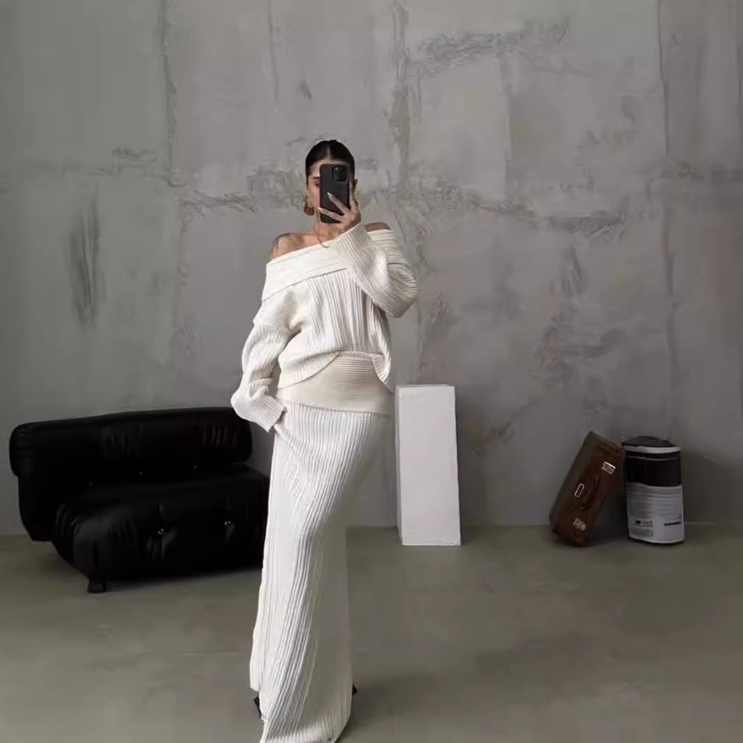 Elegant Winter spring and fall Knitted Two-Piece Set