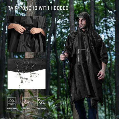 3 In 1 Outdoor  Hooded Sleeve Waterproof Rain Poncho