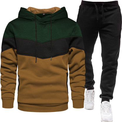Men's three color hoodie sports suit.