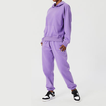 Women's Hooded Loose Sport Casual Sweater Set .