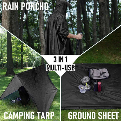 3 In 1 Outdoor  Hooded Sleeve Waterproof Rain Poncho