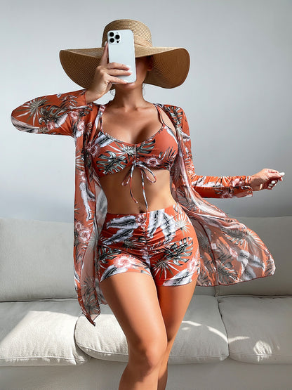 Women's High-Waisted Split Three-Piece Swimwear Set