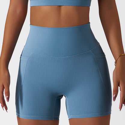 Summer ice silk nude sports shorts quick-drying tight yoga pants