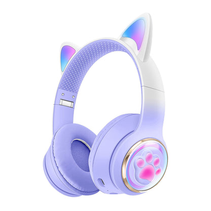 Luminous Cat Ears Head Mounted Bluetooth Earphones Heavy Bass
