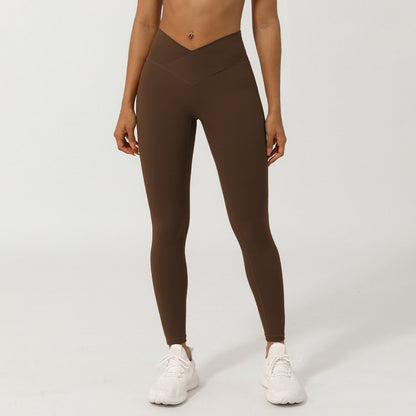V-Waist Yoga Pants – High-Waist Peach Lift Leggings for Workout & Fitness