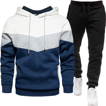 Men's three color hoodie sports suit.