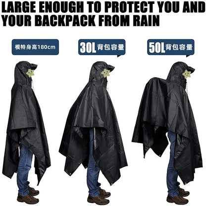 3 In 1 Outdoor  Hooded Sleeve Waterproof Rain Poncho